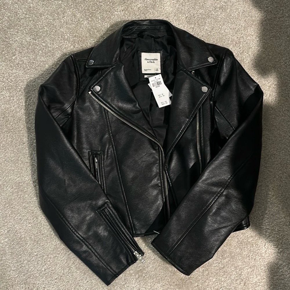 Abercrombie & Fitch Vegan Leather Motto Jacket nwt